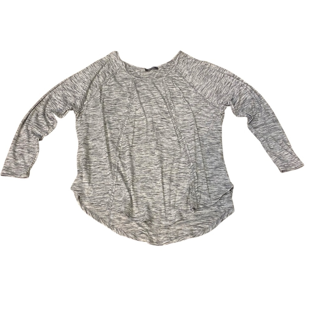 Lisa Rinna Long Sleeve Heather Grey Ribbed Top